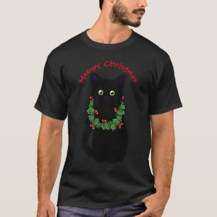 T-shirt Chat Meowy Noël Baies saintes rouges plaid