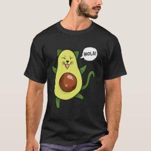 T-shirt Chat Mignon à l'Avocat Disant Hola Punaiserie Espa
