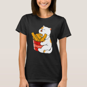 T-shirt Chat Mignon Aime Poulet Frit Amour Chat Poulet Fri