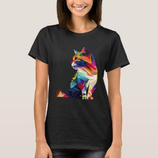 T-shirt Chat Mignon Aquarelle Coloré Pour Chat Multicolore