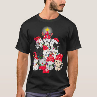 T-shirt Chat mignon Arbre de Noël Amoureux des chats Kitte