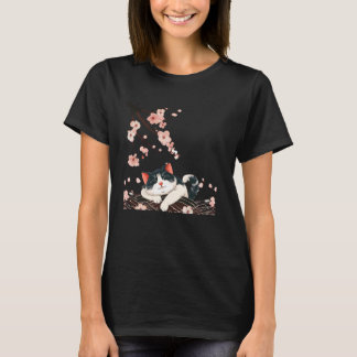 T-shirt Chat mignon art japonais amoureux de chaton floral