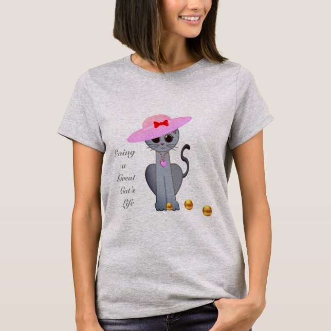 T-shirt Chat mignon avec Casquette rose (Devant)