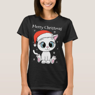 T-shirt Chat mignon avec chapeau de Noël Joyeux Noël