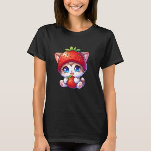 T-shirt Chat Mignon Chapeau Farfelu Fraise