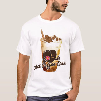 T-shirt Chat Mignon de l'Amour du Café Froid Anime Rétro