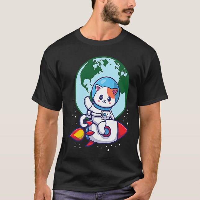 T-shirt Chat mignon de l'espace Fusée Espace extra-atmosph (Devant)