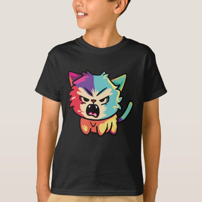 T-shirt Chat mignon en colère qui baisait. (Devant)