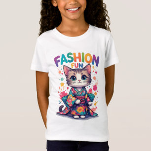 T-Shirt Chat Mignon En Kimono Floral Célèbre La Mode