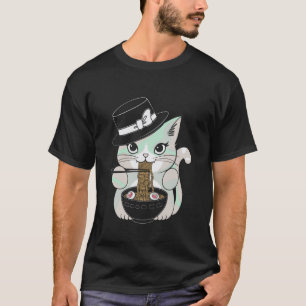 T-shirt Chat mignon goth pastel mangeant des nouilles sous