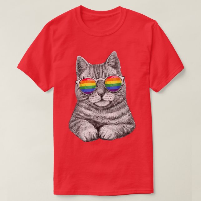T-shirt Chat mignon LGBT Gay Rainbow Pride Drapeau Garçons (Design devant)