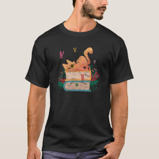 T-shirt Chat Mignon Livre Plante  Livre Fleur  Chat Chaton