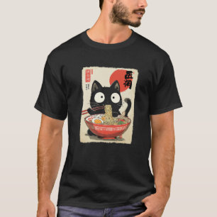 T-shirt Chat Mignon Mangeant des Nouilles Ramen Filles Gar