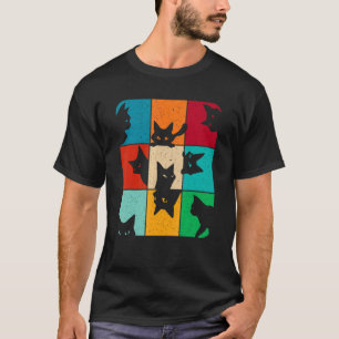 T-shirt Chat Mignon Mème Vintage Rétro Curieux Chat Qui Re