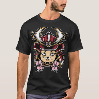 T-shirt Chat mignon porter casque samouraï