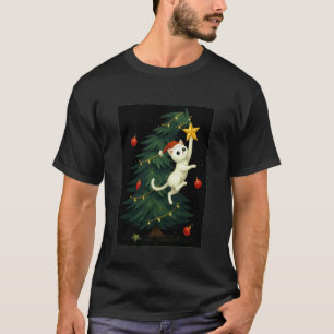 T-shirt Chat Mignon Tombe Arbre de Noël Chaton Drôle de No