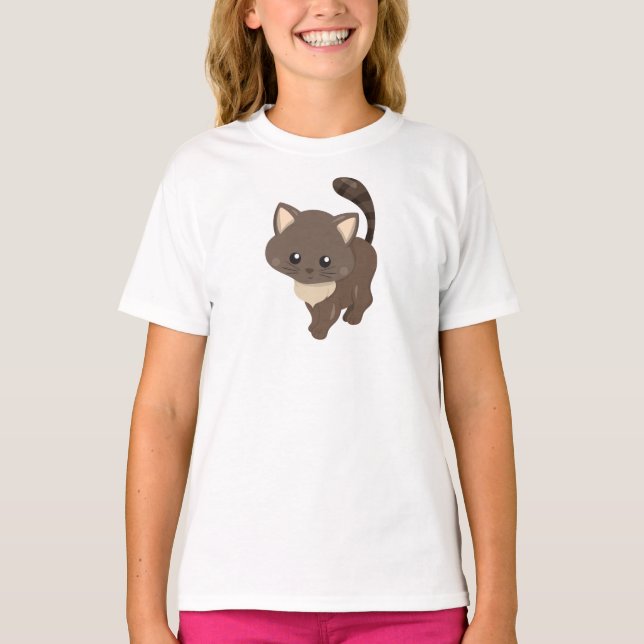 T-shirt Chat mignonne, Chat Brown, Petit Chat, Kitty, Kitt (Devant)