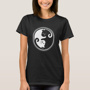 T-shirt Chat motif Yin Yang pour femmes, ados, filles,