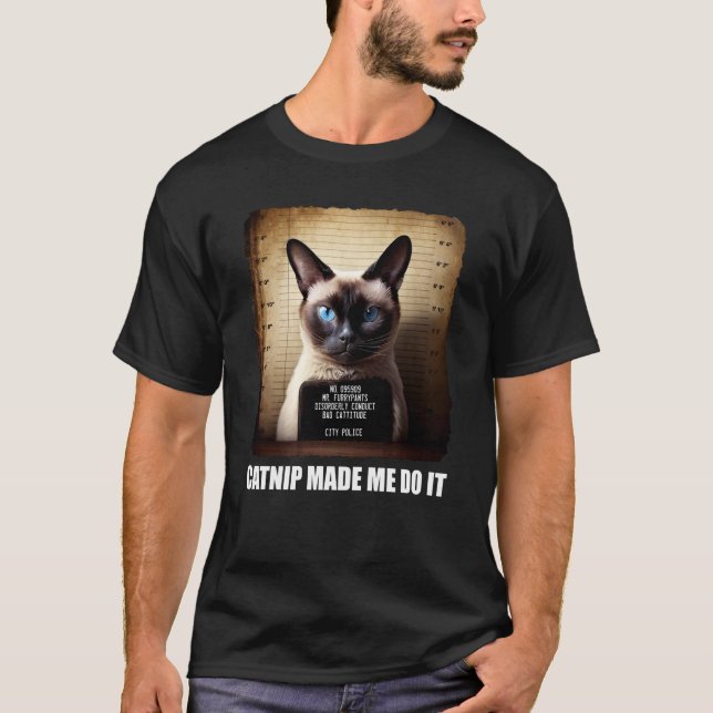 T-shirt Chat Mugshot Catnip M'A Fait Faire Chat (Devant)