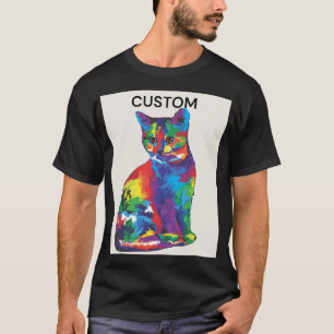 T-shirt chat multicolore