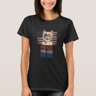 T-shirt Chat Munchkin Pro Vie Pro Dieu Pro Chats Drapeau A