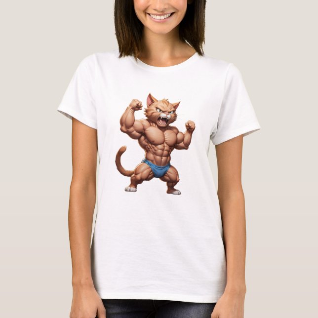 T-shirt Chat musclé en colère mignon chat en colère (Devant)