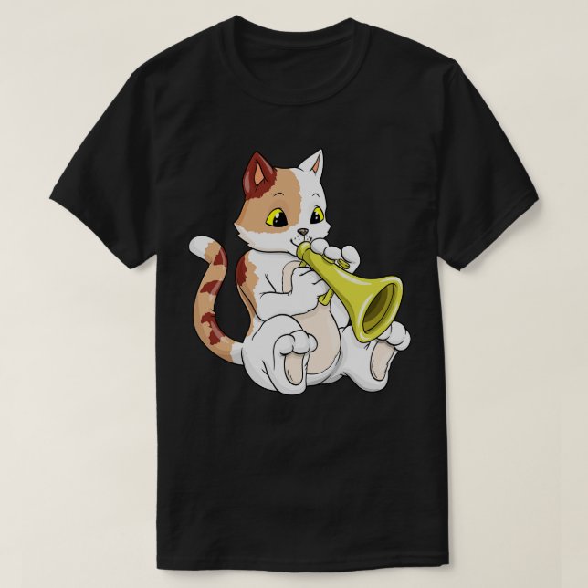 T-shirt Chat musicien avec trompette (Design devant)