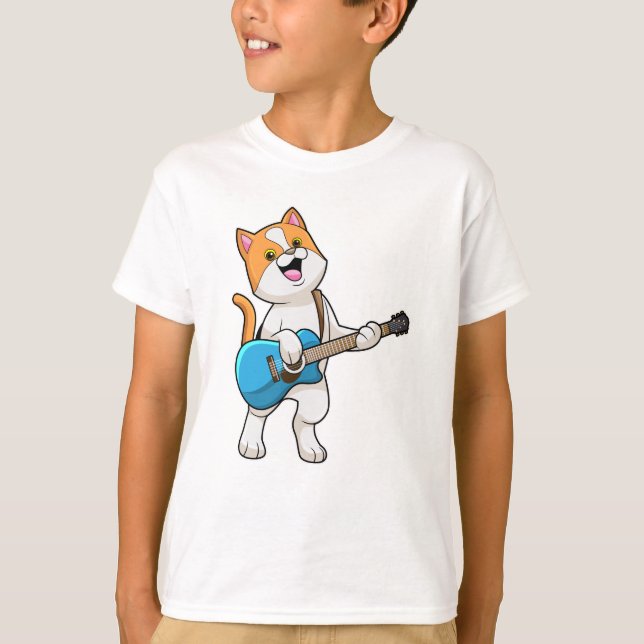 T-shirt Chat Musique avec guitare (Devant)
