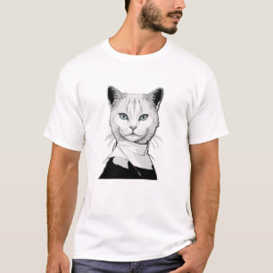 T-shirt Chat mystique noir et blanc de Salem