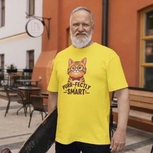 T-shirt Chat Nerdy Purr-parfaitement intelligent avec lune
