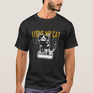 T-shirt Chat Nettoyage de la litière de caca de chat aprè