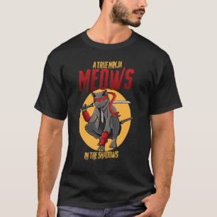 T-shirt Chat Ninja Avec Katana Dans L'Ombre