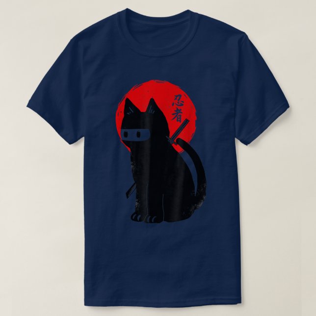 T-shirt Chat Ninja Chat Kitty Japonais Chat Samurai Chat  (Design devant)