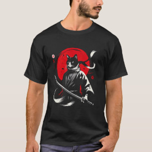 T-shirt Chat Ninja Guerrier Japonais Samouraï Japonais Mam