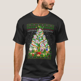 T-shirt Chat Noël Arbre Éclairage Laide Chat Noël