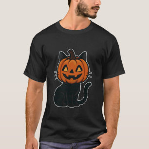 T-shirt Chat noir à tête de citrouille