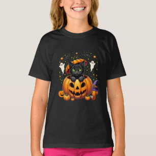 T-shirt Chat noir adorable en Citrouille - saison Éffrayan