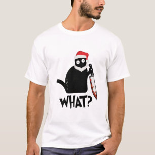T-shirt Chat noir assassiné Père Noël drôle avec coute