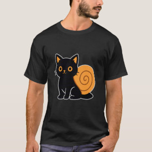 T-shirt Chat noir avec coquille d'escargot