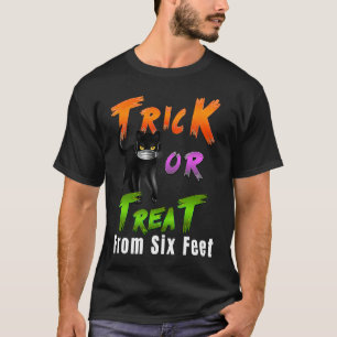 T-shirt Chat noir avec masque Halloween distanciation soci