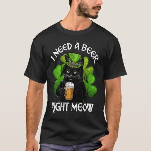 T-shirt Chat Noir Buvant de la Bière St Patrick pour Irlan