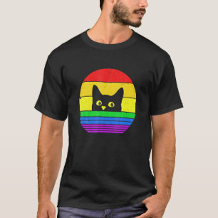 T-shirt Chat Noir Chat  Chat Kitty Fierté LGBQ Drapeau LGB