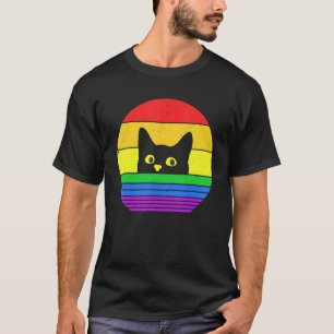 T-shirt Chat noir Chat  Chat Kitty LGBTQ Fierté Drapeau LG