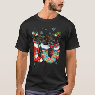 T-shirt Chat noir Chaussettes de Noël Drôle Noël Pyjama de