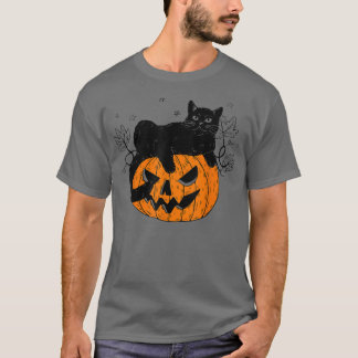 T-shirt Chat noir citrouille Halloween Costume effrayant S