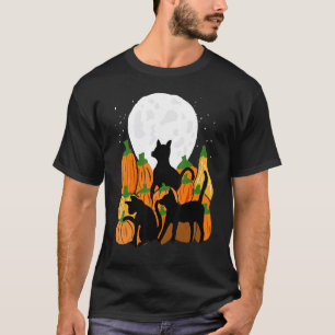 T-shirt Chat noir & citrouilles Halloween Pleine lune épo