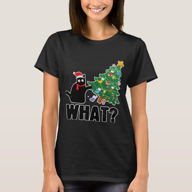 T-shirt Chat noir cool Ce Noël Poussant (Devant)