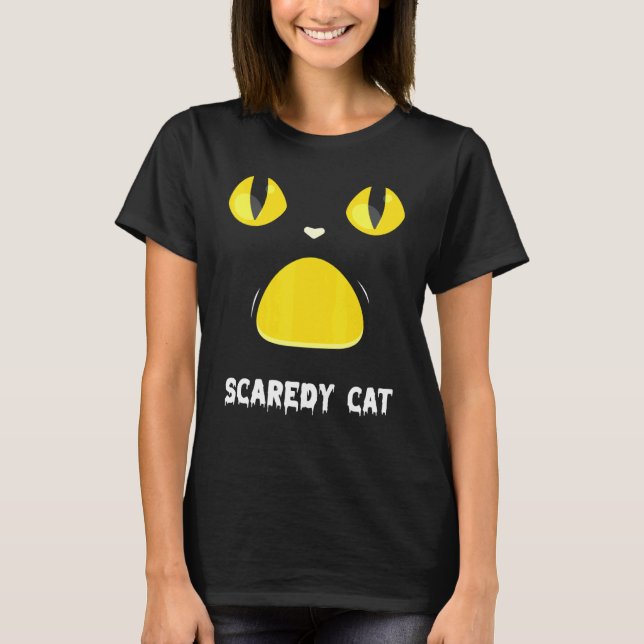 T-shirt Chat Noir Costume Halloween Idée Scaredy Chat Cost (Devant)