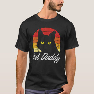 T-shirt Chat noir Daddy Sunset Retro Feline Animal Animal