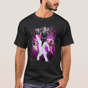 T-shirt Chat noir dansant boule de disco